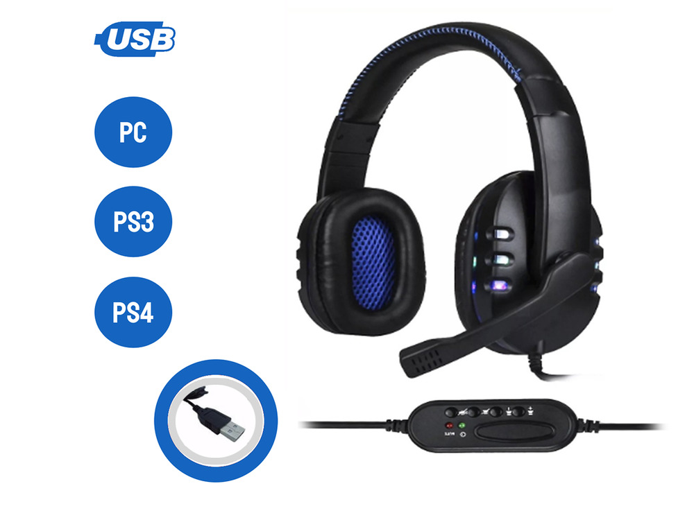 Fone Microfone Headset Para Jogos Gamer 7.1 para PC Notebook Xbox
